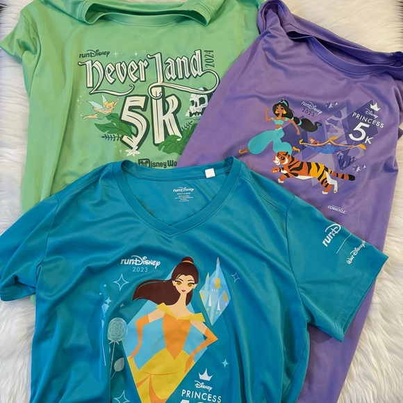 RunDisney Princess 10K & 5K Run T-Shirts - Green, Purple, Blue - Bundle Set of 3 - Picture 2 of 15